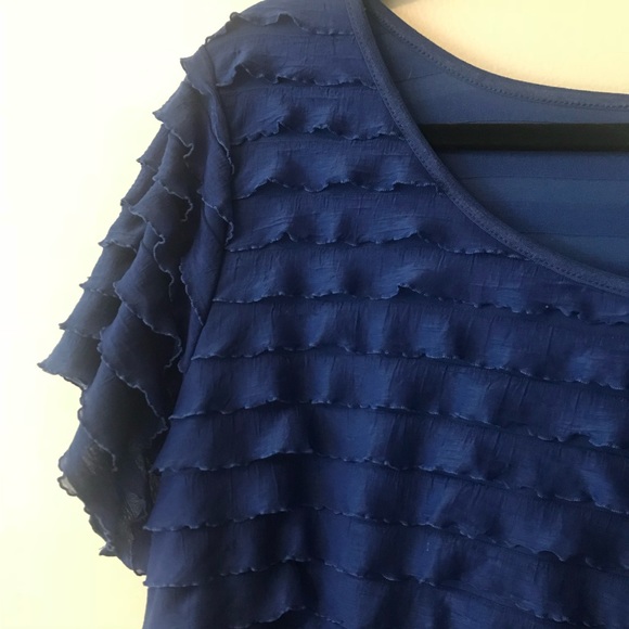 CATO Blue Ruffle Blouse - Picture 2 of 4